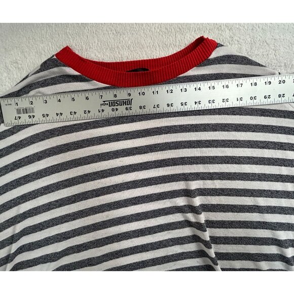 Ozai N Ku Womens Striped Poncho Top Size 2 Gray White Oversized Pullover Casual - Picture 6 of 8